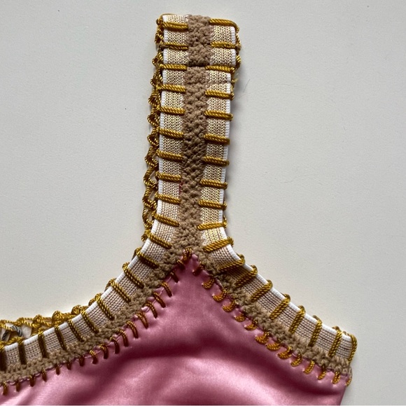 Pq Swim / Platinum Swimwear Girl’s Sporty Pink Embroidered Bikini - Size 4 - Picture 3 of 10